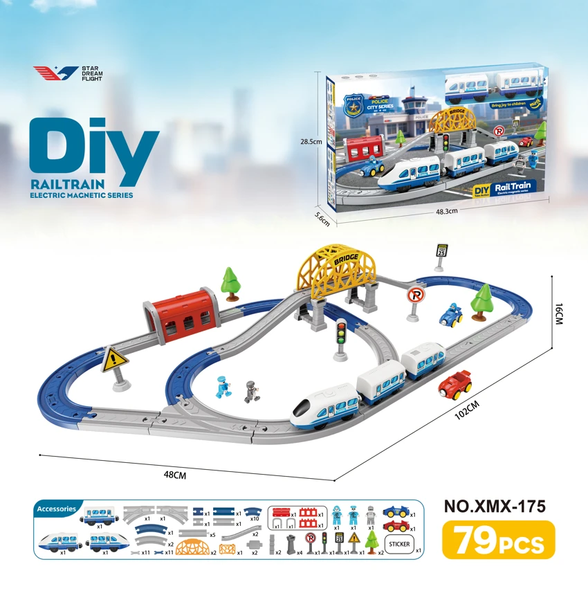 DIY assembly electric rail train/79PCS
