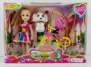 5-inch empty-body little Kelly with bicycle, dog, and helmet