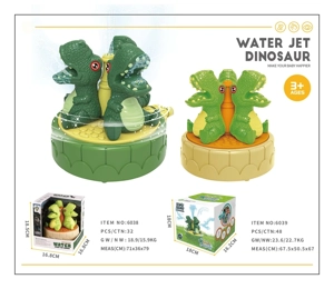 Playing in the water and spinning dinosaurs