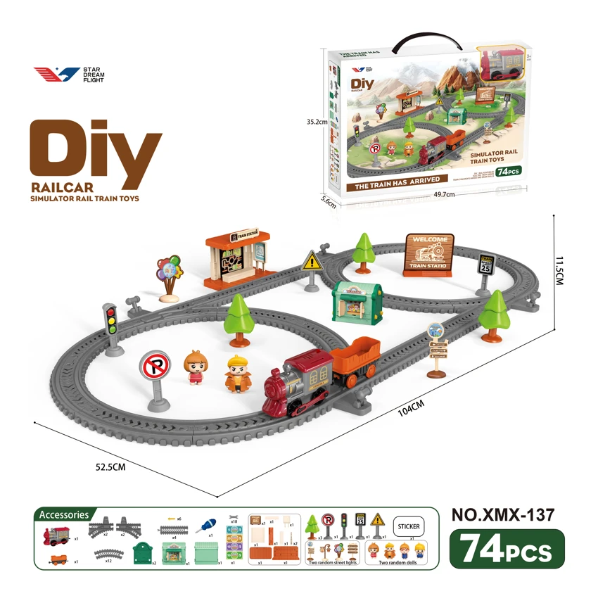DIY assembly electric rail car/74PCS