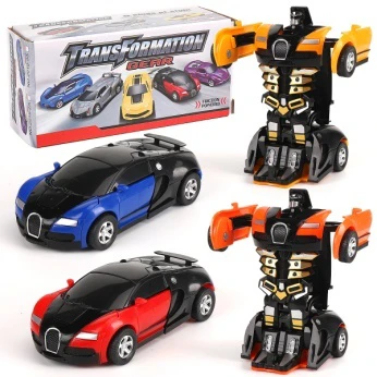 Inertia collision transforming Bugatti sports car