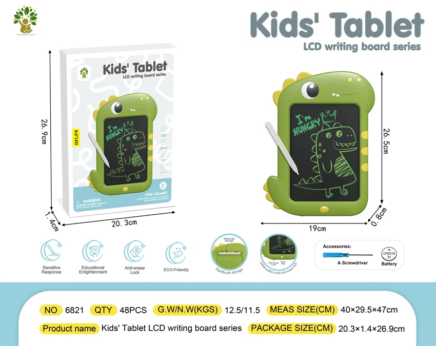 8.5 inch English dinosaur LCD writing pad monochrome (delivery battery, screwdriver and pen)