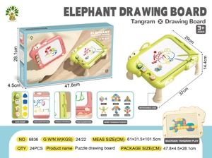 Colorful Elephant Puzzle Drawing Board (with Tangram)