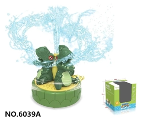 Playing in the water and spinning dinosaurs