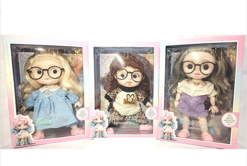 12-inch 28CM 14-joint solid body 3D real eyeball cute doll Peach Ball with eyes, 3 styles mixed