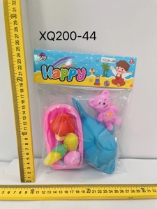 Eco-friendly Rubber Shark 1, Small Duck 1, Small Bear 1, 4 Fruits, mixed with Bath Tub