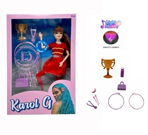 11.5 inch 13 joint solid body with lights Music theme song World Cup female star football with trophies, medals, water glasses, bananas, sports bags, hula hoops, fitness ropes,