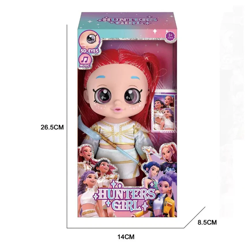 10 inch 5 joint shake head PVC enamel 5D eye doll fat boy K-POP witch hunt group doll with light music with weapon