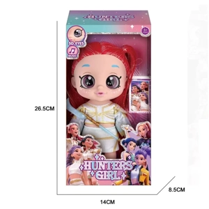 10 inch 5 joint shake head PVC enamel 5D eye doll fat boy K-POP witch hunt group doll with light music with weapon