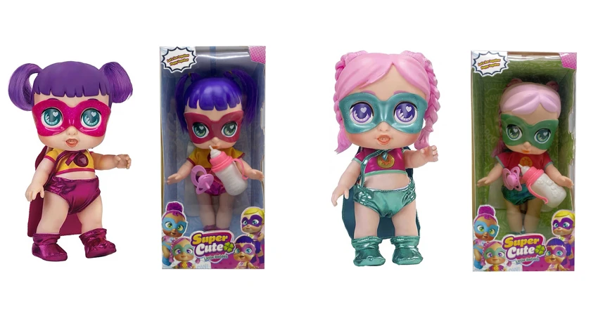 High-end 16 inch enamel tape colorful lighting music fangeek super cute superhero cute baby, DC baby with water absorption spray function with bottle pacifier