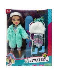 MGA BRATZ Winter Series 10-inch Big Foot Big Thigh Real Plush Big Head Bratz Doll with Ice Skating Outfit and a Plush Clothing