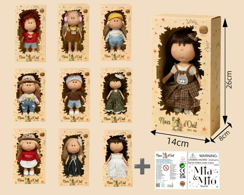 10-inch 5-joint PVC vinyl doll with 3D eyes, plush clothes, Spanish Mia potato doll