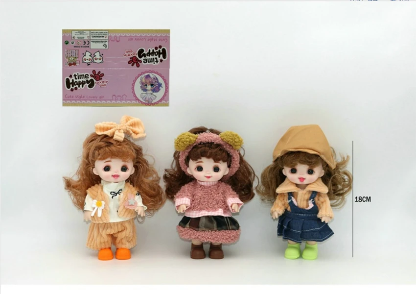 7-inch 18CM Eco-friendly 13-Joint 3D Real Eye Cute Doll Peachy Bun