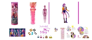 Water-soluble color-changing soaking series K-POP witch hunt group animated version 11.5 inch solid Rumi Rumi singing Barbie with gold mink card, a handbag with hair clips