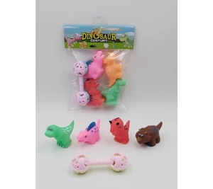 Rubber Dinosaurs 4 pieces, Hand Rattle