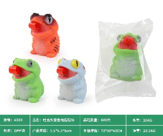 Tongue-Sticking Chameleon Squeeze Toy (OPP Bag, 3 Mixed Styles)
