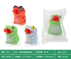 Tongue-Sticking Chameleon Squeeze Toy (OPP Bag, 3 Mixed Styles)