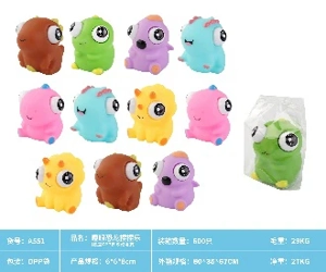 Wide-Eyed Dinosaur Squeeze Toy (Individual OPP Bag, 6 Mixed Styles)