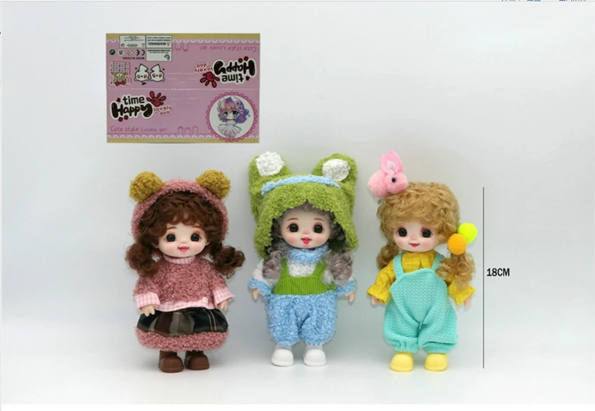 7-inch 18CM Eco-friendly 13-joint 3D Real Eyeball Cute Doll Peachy Bun