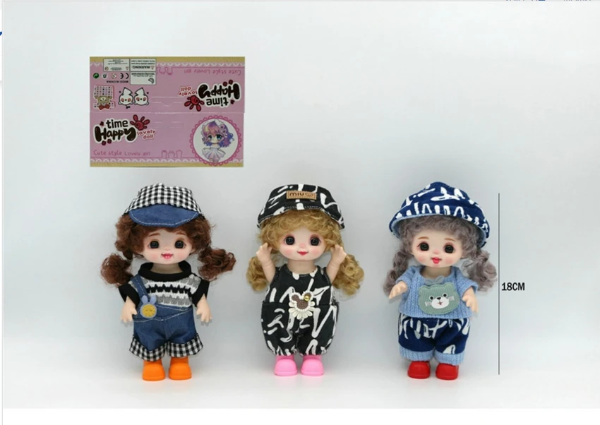 7-inch 18CM Eco-friendly 13-Joint 3D Real Eye Cute Doll Peachy Bun