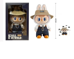 1:1 Extra Large Limited Edition POPMART Labubu Heartbeat Macaron 40cm 24D Real Eyes Plush Body Rubber Face Labubu with Large Card and 2-piece Fashion Outfit plus a Plush Hat