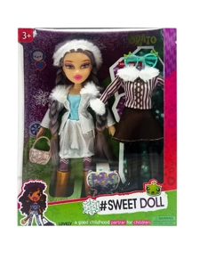 MGA BRATZ Winter Series 10-inch Big Foot Big Thigh Real Plush Big Head Bratz Doll with Ice Skating Outfit and a Plush Clothing