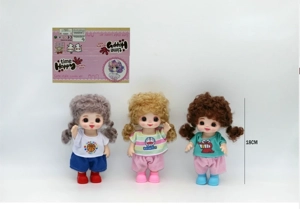 7-inch 18CM Eco-friendly 13-Joint 3D Real Eye Cute Doll Peachy Bun