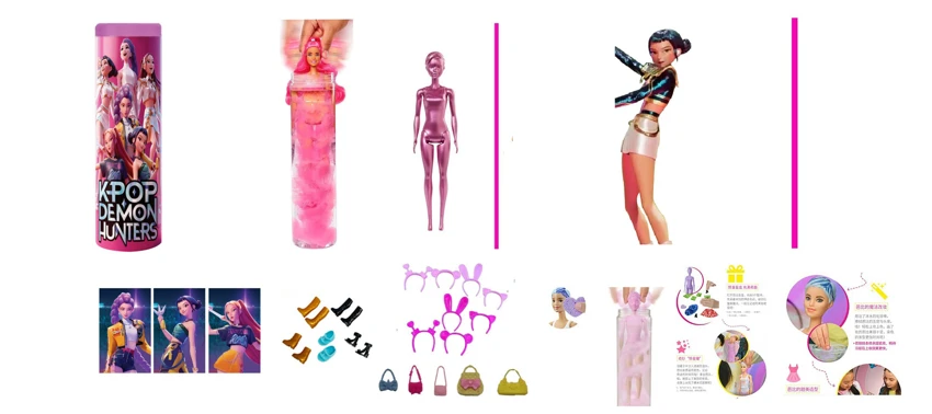 水溶变色泡水系列 K-POP 猎魔女团动画版11.5寸实身鲁米佐伊米cospiay朋克芭比带金貂卡片一张他带发夹带手提包