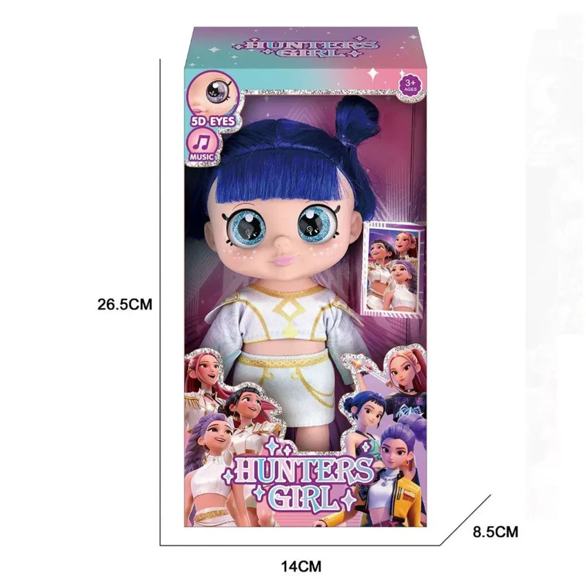 10 inch 5 joint shake head PVC enamel 5D eye doll fat boy K-POP witch hunt group doll with light music with weapon