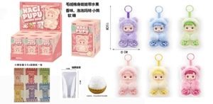 POPMART Bubble Mart Heartbeat Macaron 15CM Cotton Body Soft Vinyl Bear Gummy Face, 6 Random Cards, Includes Scent Feature, 6 Styles, 6PC Mixed Pack