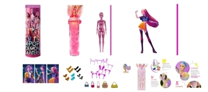 Water-soluble color-changing soaking series K-POP witch hunt group animated version 11.5 inch solid Rumi Rumi singing Barbie with gold mink card, a handbag with hair clips