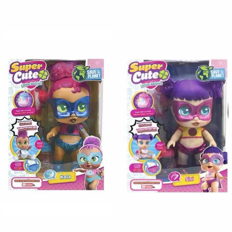 High-grade 16 inch enamel tape colorful light music fangeek super cute superhero cute baby with baby bottle with comb and mirror. DC baby with absorbent water spray function