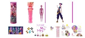 Water-soluble color-changing soaking series K-POP witch hunt group animated version 11.5 inch solid Rumi Rumi singing Barbie with gold mink card, a handbag with hair clips