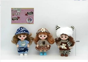 7-inch 18CM Eco-friendly 13-Joint 3D Real Eye Cute Doll Peachy Bun