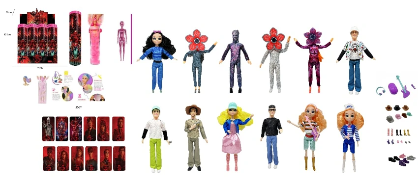 Summer [color-changing in water] real eyes 11.5-inch 11-joint realistic doll, Stranger Things Season 5 live-action Barbie with a gold mink card, comes with Stranger Things themed kit, 12 styles, 8-piece mixed pack