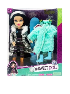 MGA BRATZ Winter Series 10-inch Big Foot Big Thigh Real Plush Big Head Bratz Doll with Ice Skating Outfit and a Plush Clothing