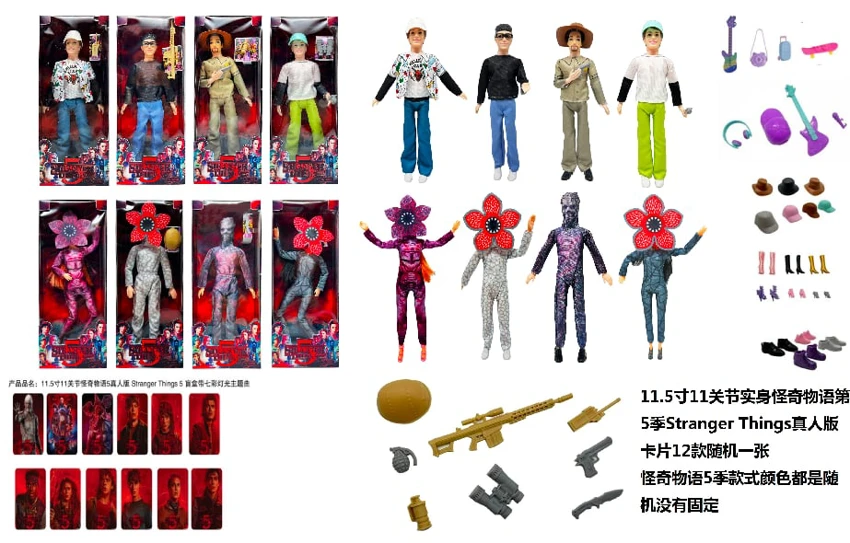 High-end 11.5-inch 11-joint Real Body Stranger Things Season 5 Real-life Barbie with Golden Mink Card, Comes with Stranger Things Theme Kit, 8 Styles Mixed