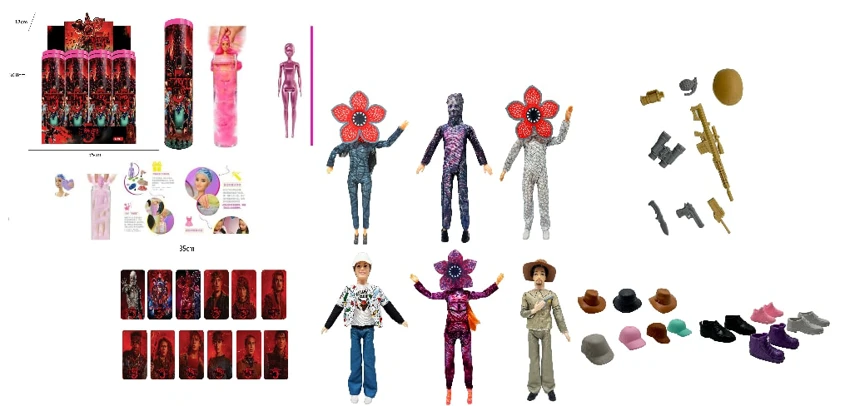 Summer [color-changing in water] 11.5-inch 11-joint realistic doll, Stranger Things Season 5 live-action Barbie with a gold mink card, comes with Stranger Things themed kit, 6 styles, 8-piece mixed pack  