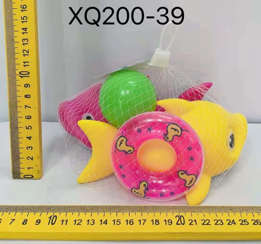 Eco-friendly Rubber Shark 2, Swim Ring 1, Color Ball 1, 4-pack