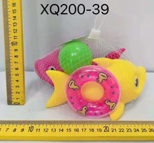 Eco-friendly Rubber Shark 2, Swim Ring 1, Color Ball 1, 4-pack