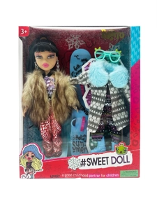 MGA BRATZ Winter Series 10-inch Big Foot Big Thigh Real Plush Big Head Bratz Doll with Ice Skating Outfit and a Plush Clothing