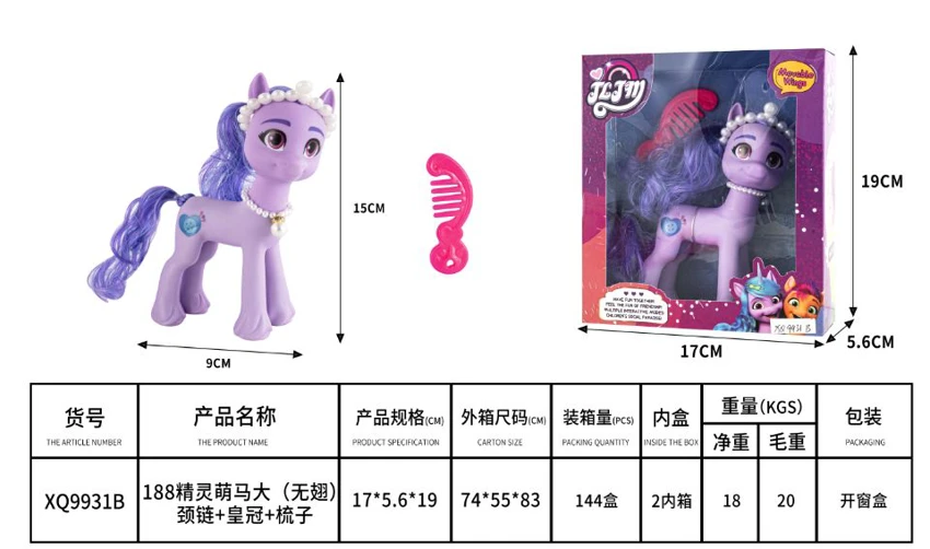 188 fairy cute large horse (no wings), necklace, crown, comb, assorted colors mix