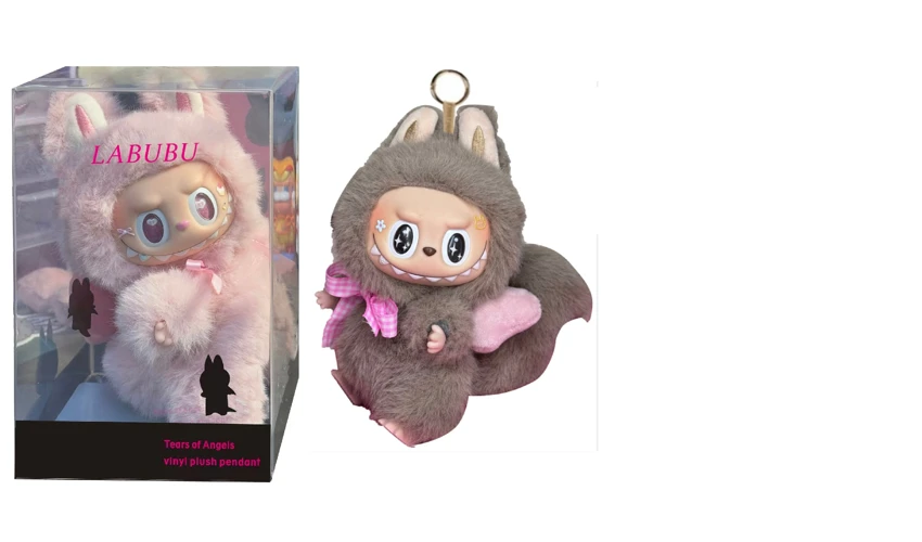 Limited Edition 12th Generation POPMART Labubu Heartbeat Macaron 8-inch Winnie the Bear with Pillow Plush Rubber Labubu with Keychain