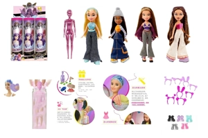 Water-soluble series OMG BRATZ summer series 10 inch big foot thigh solid big head Baez doll with 4 different surprise accessories 4PC