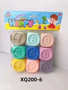 Eco-friendly rubber puzzle building blocks 9 pieces