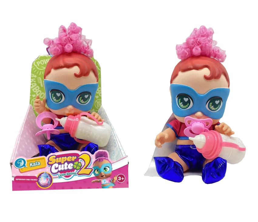 High-end 14 inch enamel tape colorful lighting music fangeek super cute superhero cute baby, DC baby with absorbent water spray function with bottle nipple