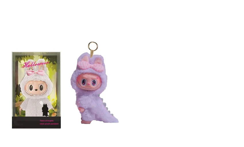 Limited Edition 10th Generation POPMART Labubu Heartbeat Macaron 8-inch Dinosaur Chief Plush Rubber Labubu with Keychain