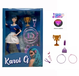 11.5 inch 13 joint solid body with lights Music theme song World Cup female star football with trophies, medals, water glasses, bananas, sports bags, hula hoops, fitness ropes,