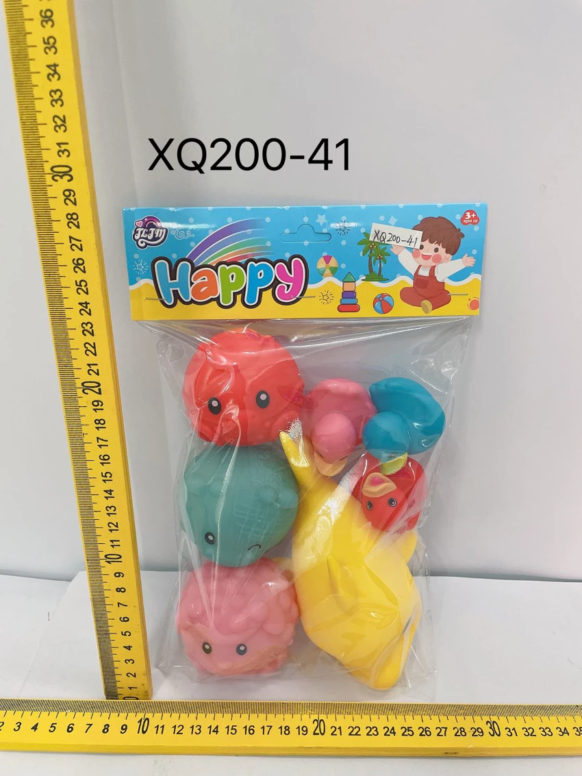 Eco-friendly Rubber Shark 1, Emoji Balls 3, Small Ducks 3, 7-pack