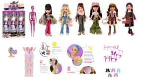 Water-soluble series OMG BRATZ winter series 10 inch big foot thigh solid big head baez doll belt 4 different surprise accessories 6PC